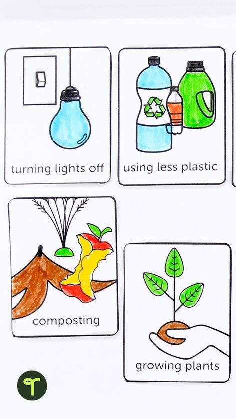 Printable teaching resources for teaching about sustainability — use this flip book with kindergarten through third grade to teach kids about being kind to the Earth and being more sustainable. Save Natural Resources Poster, Environmental Day Poster Ideas For Kids, Save Environment Posters For Kids, Sustainability Activities For Kids, Design A Poster On Save Environment, Lifestyle For Environment Poster, Natural Resources Lesson, Sustainability Kids, April Lesson Plans