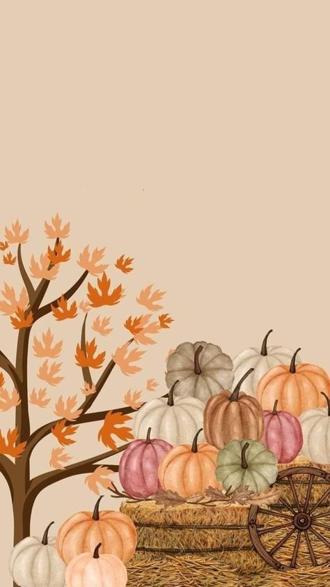 Fall Watercolor Wallpaper Iphone, Harvest Phone Wallpaper, Fall Iphone Wallpaper Rustic, September Phone Wallpaper, September Iphone Wallpaper, Pumpkin Wallpaper Aesthetic, Cute Fall Iphone Wallpaper, Fall Phone Backgrounds, September Background