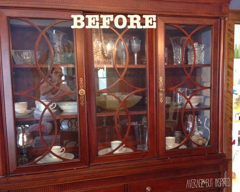 How To Fill A China Cabinet Display, How To Style A China Cabinet Glass Doors, Decor For China Cabinet Display, White China Cabinet With Dark Interior, Styling Old China Cabinet, Dining Room Cabinet Makeover, China Cabinet Turned Liquor Cabinet, China And Crystal Display, Arrange China Cabinet Display