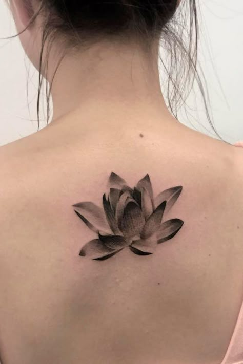 Tasteful Tattoos For Women, Lotus Shoulder Tattoo, Louts Flower Tattoo, Lotus Back Tattoo, Lotus Tattoo Men, Bb Tattoo, Tattoo Lotus Flower, Simple Lotus Flower Tattoo, Simple Lotus Tattoo