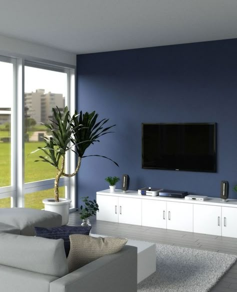 Wall In Living Room Ideas, Blue Feature Wall Living Room, Blue Accent Wall Ideas, Accent Wall Ideas For Living Room, Accent Wall In Living Room, Dark Blue Accent Wall, Blue Accent Wall Living Room, Elegant Living Room Ideas, Wall Ideas For Living Room