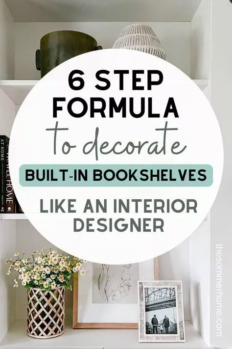 Decorate Built In Bookshelves, Decorating Built In Shelves Living Room, Built In Bookshelves Decor, Bookcase Styling Ideas, Decorating Bookcases, Decorating Built In Shelves, Decorating Built Ins, Built In Shelf Decor, Modern Interior Living Room