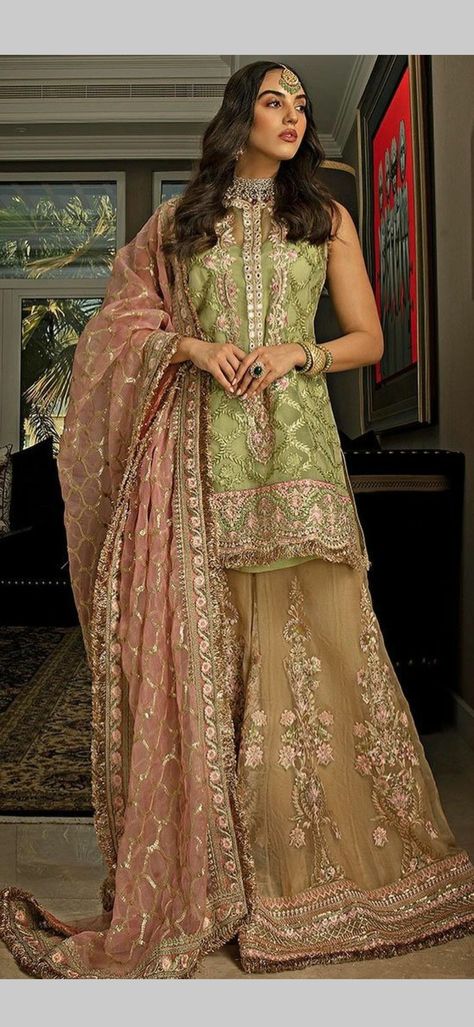 Green Organza Suit, Pakistani Bridal Dresses Online, Chiffon Suits, Colorful Dresses Casual, Organza Suit, Sobia Nazir, Organza Suits, Pakistani Bridal Dresses, Engagement Dresses