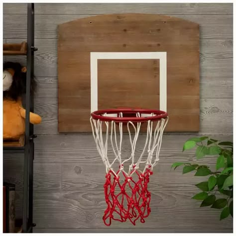 Kids Sports Bedroom, Boys Basketball Room, Basketball Hoop Wall, Backboard Basketball, Baseball Themed Bedroom, Basketball Theme Room, Hoop Wall Decor, Sports Room Boys, Boy Sports Bedroom