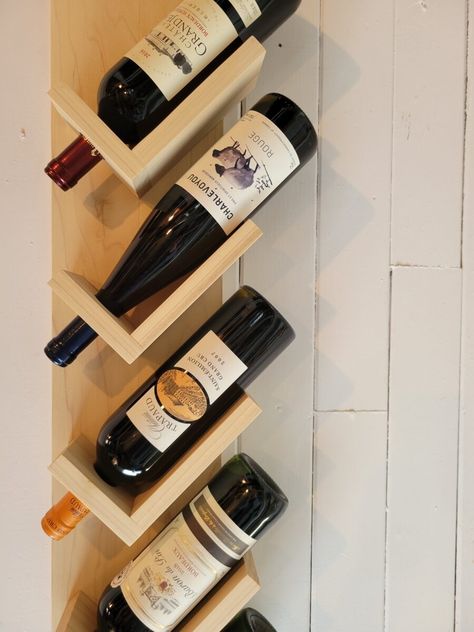 Wine Cabinet Diy, Modern Wall Wine Rack, Wall Bar Cabinet, Wine Bottle Holder Diy, Wine Rack Ideas, Wood Wine Rack Diy, Woodworking Gift Ideas, Diy Montreal, Wine Bottle Holder Wall