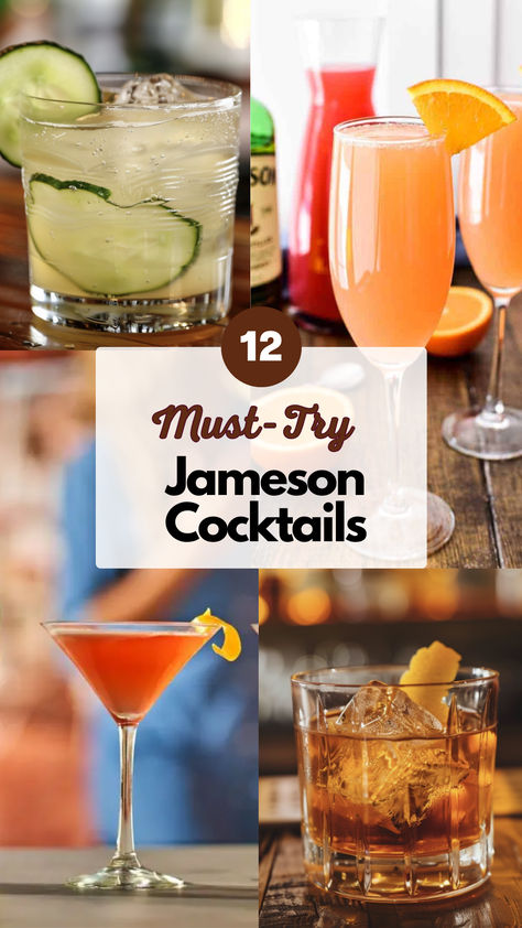 Jameson Cocktails Jamison Cocktail Recipes, Jameson Cocktails Recipe, Jameson Party Theme, Jameson Drinks Cocktails, Jameson Whiskey Cocktails, Jameson Black Barrel Cocktails, Jameson Cocktails Easy, Jameson Drinks Recipes, Cocktails With Jameson Whiskey