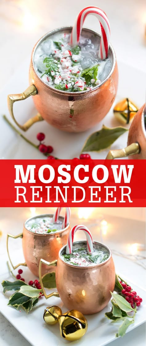 Peppermint Mixed Drinks, Candy Cane Alcoholic Drink, Moscow Mule Christmas, Christmas Peppermint Cocktails, Peppermint Christmas Drinks Alcohol, Christmas Mules Cocktail, Moscow Mule Mocktail Recipe, Winter Mule Cocktail, Candy Cane Drinks Christmas Cocktails