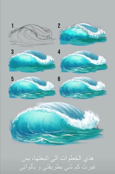 Simple Art Sketches Doodles, Broad Strokes Painting, Ocean Art Painting, Beautiful Beach Scenes, Wave Drawing, Ocean Waves Painting, Beach Art Painting, Painting Water, Wave Painting