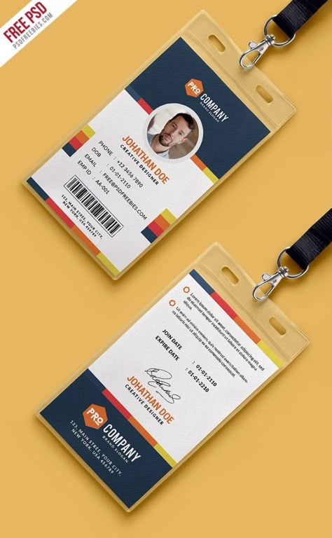 Creative Office Identity Card Template PSD | PSDFreebies.com Identity Card Template, Id Card Design Template, Staff Card, Identity Card Design, Employee Id Card, Id Card Design, Business Card Template Psd, Badge Template, Card Design Template