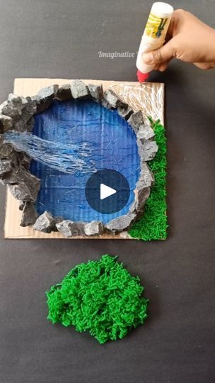 Diy Environmental Projects, Save Water Project Ideas, Waterfall Model Project, Fake Water For Projects, How To Make Fake Water For Project, Natural Disasters Project, Landform Projects, Fountain Diy, Waterfall Project