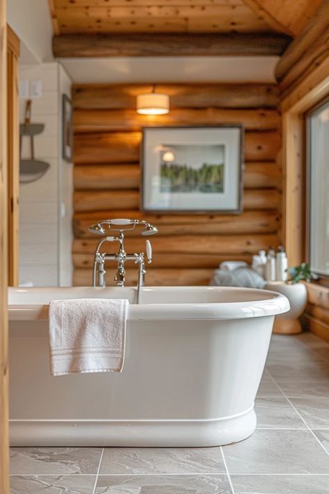 Discover unique log home bathroom ideas to transform your space into a tranquil, rustic retreat that harmonizes with nature's charm. Dive in for inspiration! Cabin Bathroom Ideas Rustic, Log Home Bathroom Ideas, Log Cabin Bathroom Ideas, Log Home Bathrooms, Log Cabin Bathrooms, Log Home Bathroom, Bathroom Ideas Rustic, Log Cabin Bathroom, Cabin Bathroom Ideas