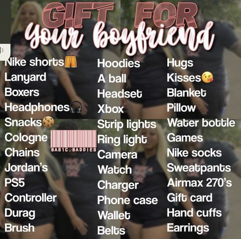 Things To Get Him For Birthday, List Of Birthday Gifts For Boyfriend, Stuff To Get Your Boyfriend Gift, Thing To Get Your Bf For His Birthday, Stuff To Get Ur Bf For His Birthday, Cute Presents For Gf, Cute Bf Gift Ideas Birthday, Christmas Gift Ideas For Girlfriend Xmas, What To Buy Your Bf For His Birthday