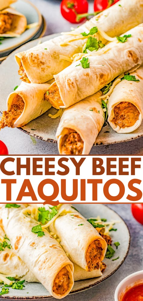 Summer Ground Beef Recipes Easy Dinners, Unique Ground Beef Recipes, Taco Taquitos, Easy Taquitos, Taquitos Baked, Summer Ground Beef Recipes, Beef Taquitos, Taquitos Beef, Taquitos Recipe