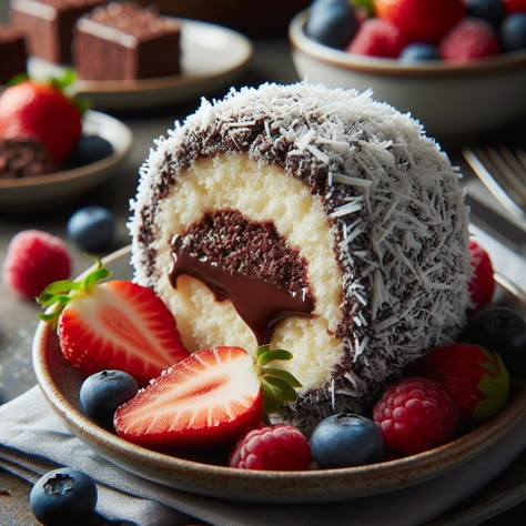 Luscious Lamingtons: Australia's Iconic Delight Artisan Pastries, Dessert Plate Decoration, Cool Cocktails, Desiccated Coconut, Food Illustration Art, Healthy Homemade Recipes, Delicious Cakes, Classic Desserts, Cafe Coffee