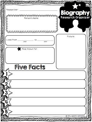 Mini Biography Organizer & Writing Paper (expository writing, research, nonfiction text) Biography Template, Biography Project, 3rd Grade Writing, 2nd Grade Writing, Expository Writing, 4th Grade Writing, First Grade Writing, 3rd Grade Reading, Library Lessons