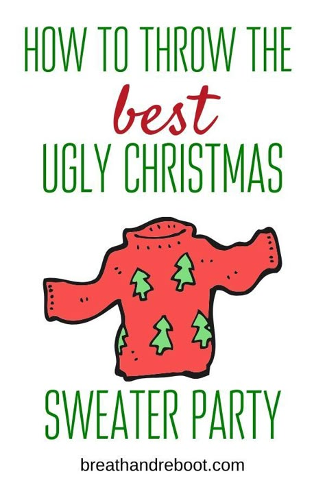 Ugly Sweater Party Games, Ugly Xmas Sweater Party, Ugly Christmas Sweater Diy Funny, Christmas Sweater Party Ideas, Ugly Sweater Party Ideas, Ugly Christmas Sweater Party Ideas, Tacky Christmas Party, Ugly Sweater Party Invitations, Sweater Party Ideas