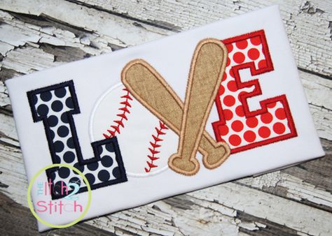 I2S Baseball LOVE #3 Applique design Baseball Quilts, Baseball Shirt Ideas, Baseball Quilt, Appliqué Designs, Pitching Machines, Baseball Ideas, Baseball Love, Baseball Stuff, Girls Applique