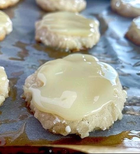 Kentucky Butter Cake Cookies Warm Butter Cake Recipe, Hand Held Desserts, Kentucky Butter Cake Cookies, Pot Luck Recipes, Chewy Sugar Cookie, Butter Cake Cookies, Chewy Sugar Cookie Recipe, Kentucky Butter Cake, Cookie Icing Recipe