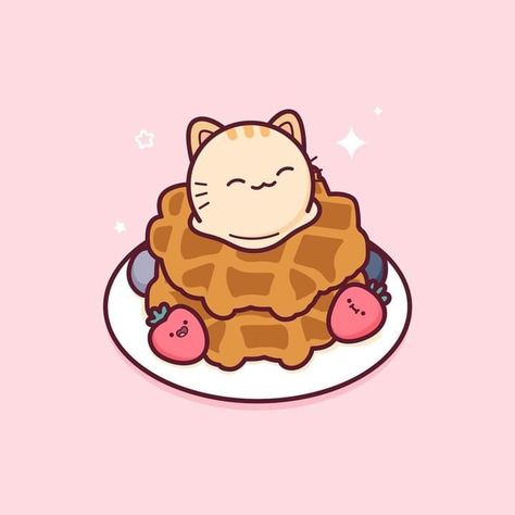 Thing Aesthetic, Pictures To Print, Pusheen Cute, Pusheen The Cat, Cute Food Drawings, Food Drawings, Belgian Waffles, Business Thank You Cards, Scrapbook Stuff