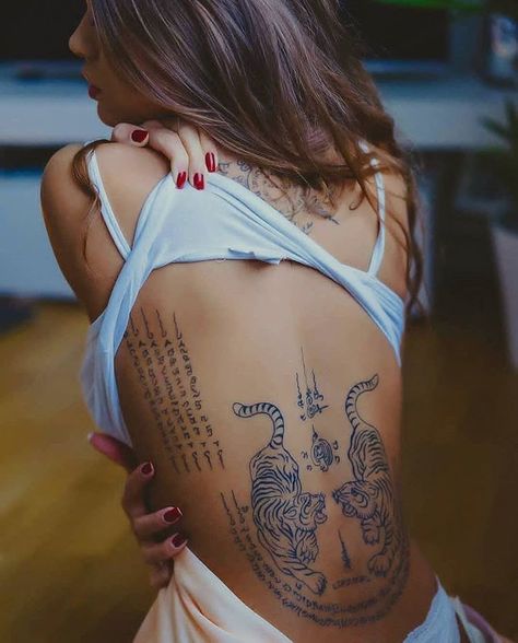 Muay Thai Tattoo, Sacred Tattoo, Woman With Tattoos, Thailand Tattoo, Sak Yant Tattoo, Thai Tattoo, Sak Yant, Irezumi Tattoos, Thigh Tattoos Women