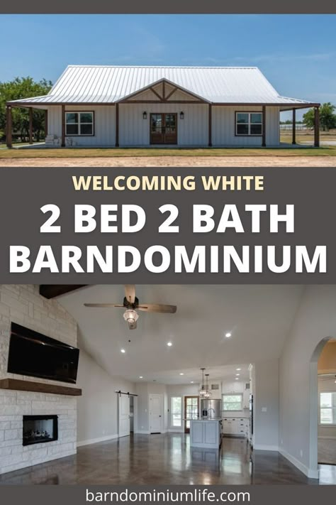 White Barndominium, Texas Barndominium, Metal Building House Plans, Metal House Plans, Steel Building Homes, Barn Homes Floor Plans, Small Barndominium, Metal Building Home, Pole Barn House