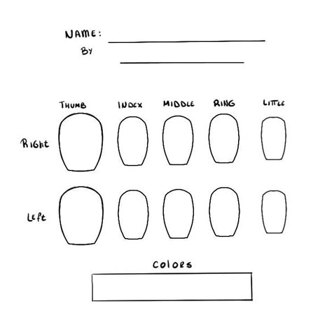 nail art Nail Art Blank Template, Nails Design Template, Empty Nail Template, Omori Nails Ideas, Nail Template Designs, Nail Design Template, Nails Template, Nail Templates, Printable Nail Art