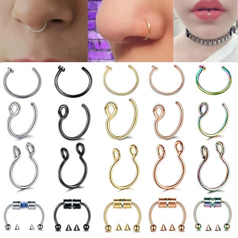 Smarter Shopping, Better Living! Aliexpress.com Magnetic Nose Ring, Hoop Septum, Fake Nose Ring, Nose Ring Hoop, Gold Finger Rings, Septum Rings, Silver Star Earrings, Fake Nose Rings, Fake Nose