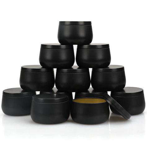 Candle Tin Cans 12 Pieces,Candle Containers Candle Jars with Lids, 8 oz, for Candles Black Candle Jar, Recycled Candle Jars, Fabric Candle Holder, Diy Scented Candles, Fabric Candle, Palm Wax Candles, Empty Candle Jars, Candle Vessels, Candles Luxury