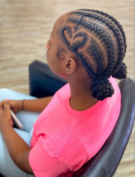 Cornrow Kids Hairstyles, Feed In Braids Hairstyles For Kids, Braid Designs For Kids, Easy Kids Braided Hairstyles, Kids Braided Bun Hairstyles Black, Puff Hairstyles For Kids, Kids Hairstyles Cornrows, Kids Cornrow Hairstyles Natural Hair For School, Feed In Braids For Kids