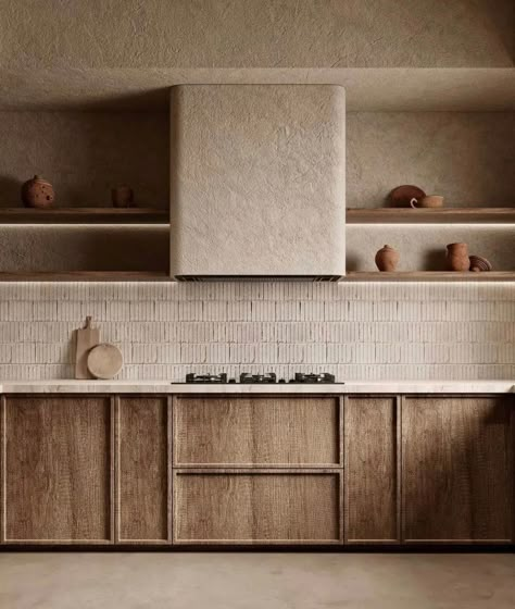 Wabi Sabi Kitchen, Earthy Kitchen, Japandi Kitchen, Wabi Sabi Interior, Kabinet Dapur, Japandi Interior, Kitchen Inspiration Design, Kitchen Inspo, Kitchen Style