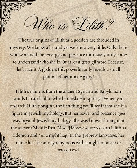 Lilith Goddess of the Night: 14 Ways to Work With Her WILD Energy Lilith Sign Astrology, Lilith Deity Witchcraft, Lillith Goddess Mythology, Offerings To Lilith, Lilith Deity Work, Lilith Goddess Mythology, Lilith Art Goddesses, Work With Lilith, Lilith Goddess Offerings