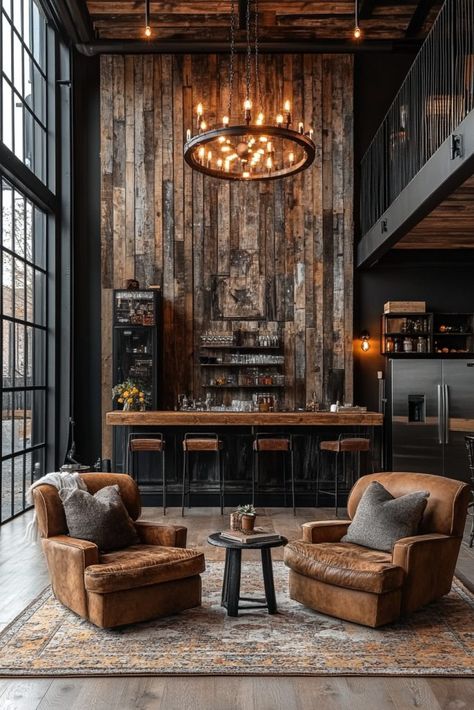 Industrial Luxe Decor, Luxury Industrial Interior Design, Minimalist Industrial Interior Design, Industrial Chic Living Room, Rustic Industrial Living Room, Style Living Room Ideas, Industrial Farmhouse Living Room, Industrial Style Living Room, Modern Industrial Farmhouse