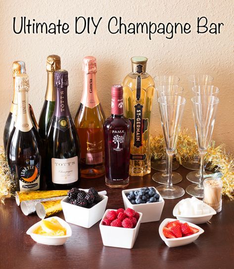 New Years Ideas, Champagne Birthday, Bubbly Bar, Champagne Party, Champagne Bar, Mimosa Bar, Birthday Brunch, Champagne Cocktail, Party Bars