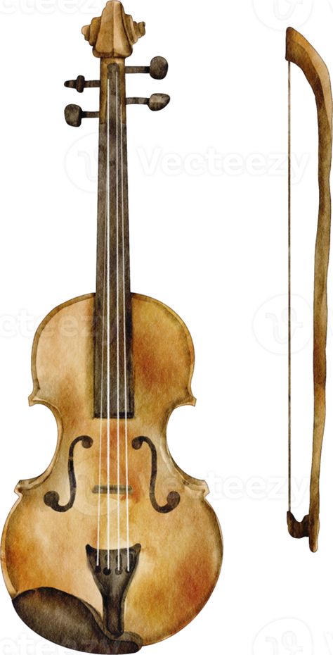 Watercolor Instruments, Violin Illustration, Violin Drawing, Violin Music, Music Instrument, Watercolor Christmas Cards, Watercolor Christmas, Christmas Watercolor, Free Png