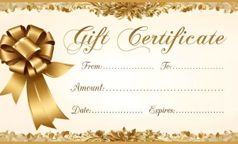 Printable Gift Certificate Template Gold & Bl | PosterMyWall Blank Gift Certificate Free Printable, Free Printable Gift Certificate Template, Gift Certificate Ideas, Gift Certificate Template Free, Gift Certificate Design, Blank Gift Certificate, Gift Certificate Printable, Free Printable Gift Certificates, Free Printable Certificate Templates