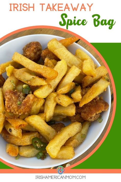 Irish Chinese Takeaway, Irish Street Food, Irish Spice Bag Recipe, Irish Spice Bag, Spice Bag Recipe, Irish Fries, Irish Snacks, Spice Bag, Hangover Food