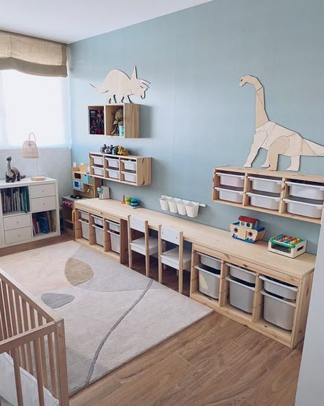 Ikea Trofast Boys Room, Playing Room Ideas, Trofast Kids Room, Playroom Ideas Boys, Kids Room For Two, Kids Bedroom Storage Ideas, Kid Room Organization, Room Ideas For Kids, Ikea Playroom