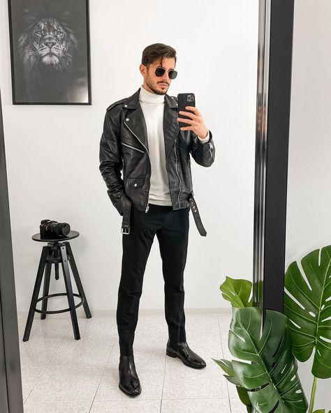 Chelsea Boots Formal Outfit, Outfit With Boots Men, Leather Boots Outfit Men, Black Boots Outfit Men, Mens Leather Jacket Outfit, Men Boots Outfit Casual, Men Boots Outfit, Mens Outfits With Boots, Bad Boy Outfits