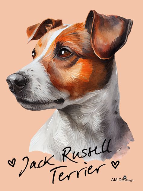 Jack Russell Terrier Watercolor Portrait Jack Russel Painting Acrylic, Jack Russell Acrylic Painting, Jack Russell Artwork, Jack Russell Painting, Jack Russel Drawing, Jack Russell Terrier Drawing, Terriers Breeds, Jack Russell Terrier Tattoo, Jack Russell Drawing