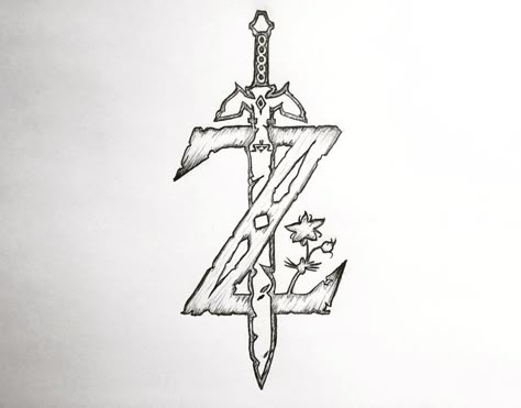 The Legend of Zelda: Breath of the Wild Z-Logo drawing done with prismacolor pencils! Zelda Logo, Zelda Drawing, Zelda Tattoo, Zelda Twilight Princess, Zelda Botw, Legends Of Zelda, Link Zelda, Space Invaders, Zelda Breath Of The Wild