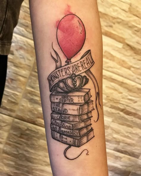 Stephen King Tattoo Ideas, King Tattoo Ideas, Stephen King Tattoos, Pennywise Tattoo, Mother And Son Tattoo, Horror Tattoos, King Tattoo, Son Tattoo, Movie Tattoos