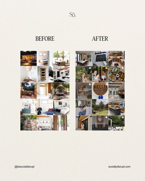 BEFORE AND AFTER: Transforming our @airbnb client’s instagram feed!⁠ ⁠ Listen... Your online presence is the digital front door to your brand, and first impressions can truly make all the difference. When guests are scrolling, your feed is likely their first encounter with your space, setting the tone for what they can expect. Our mission is to ensure that first glance speaks volumes, capturing the essence of your unique experience and converting curious browsers into loyal guests.⁠ ⁠ Swipe t... Airbnb Instagram Feed, Airbnb Branding, Instagram Feed Layout, First Encounter, Instagram Feed Ideas, First Impressions, Photo Idea, Instagram Template, Online Presence