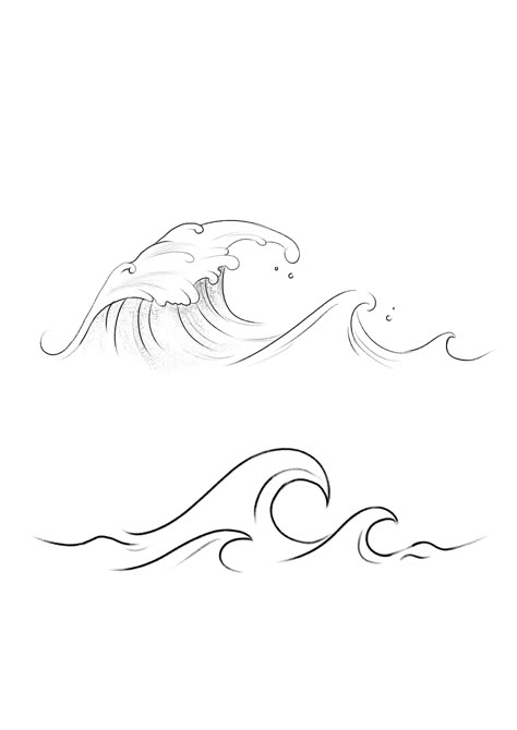 Simple Waves Drawing, Drawing Waves Simple, Wave Simple Tattoo, Waves Simple Drawing, Ocean Waves Drawing Simple, Tattoo Waves Ocean, Wave Drawing Simple, Waves Tattoo Minimalist, Wave Tattoo Minimalist