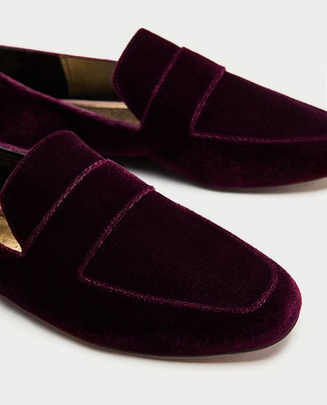 Image 3 of VELVET LOAFERS from Zara Velvet Loafers Women, Velvet Shoes Women, Loafers Outfit Women, Teacher Fashion, Loafers Outfit, Velvet Loafers, Velvet Shoes, Loafer Shoes Women, Kinds Of Shoes