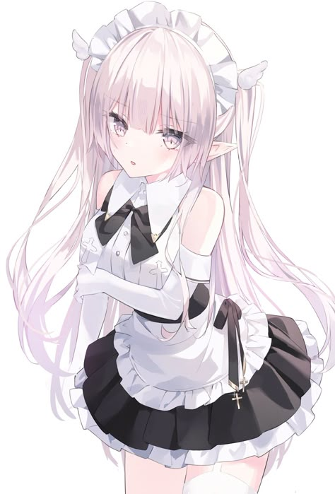 Maid Outfit Anime, Anime Maid, Anime Sisters, Chibi Girl, Anime Shadow, Anime Baby, Cat Girl, Cute Anime Pics, Pics Art