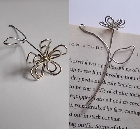 Sculptures Sur Fil, Wire Bookmarks, Art Fil, Copper Wire Art, Wire Diy, Bijoux Fil Aluminium, Art Wire, Flower Bookmark, Wire Flowers