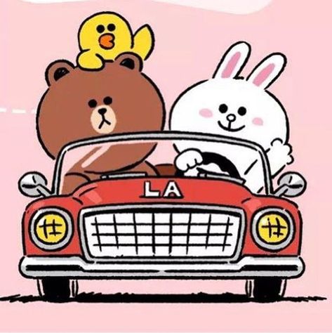 Genie Cony on Instagram: “Drive safely, Cony.. #cony#brown#sally” Milkandmocha Bear, Line Cony, Brown And Cony, Cute Card Ideas, Bear Gif, Cony Brown, Brown And Friends, Drive Safely, Cartoon As Anime