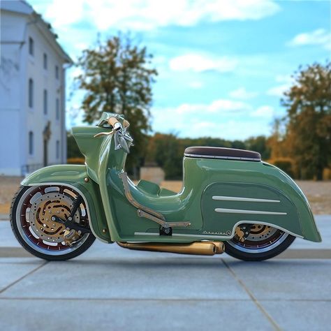 Ska and Soul - If you take an East German 50cc Simson... Custom Moped, Custom Vespa, Scooter Custom, Motorised Bike, Mod Scooter, Honda Cub, Motorcycle Trailer, Scooter Design, Cafe Racing