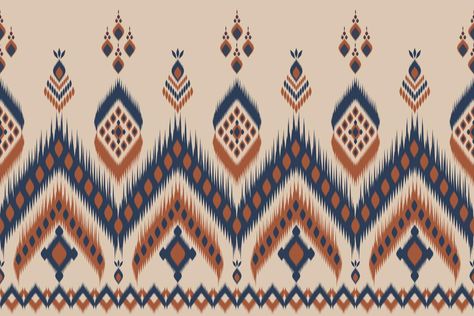 Ethnic ikat beautiful seamless pattern. Mexican striped style. Native traditional. Design for background, wallpaper, vector illustration, fabric, clothing, batik, carpet, embroidery. Ethnic Print Pattern, Ikat Art, Ikat Pattern Fabric, Ethnic Pattern Design, Flower Drawing Design, Print Design Art, Paisley Art, Islamic Art Pattern, Ikat Design