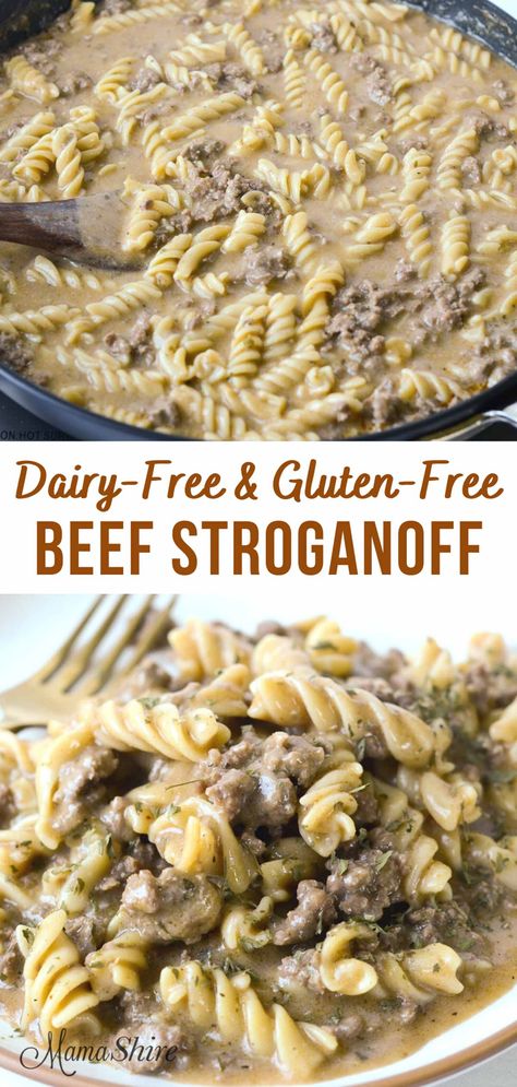 Gluten Free Beef Stroganoff, Gluten Free Dairy Free Recipes Dinner, Gluten Free Dairy Free Dinner, Gf Dinner, Dairy Free Cooking, Dairy Free Meals, Dairy Free Recipes Dinner, Ground Beef Stroganoff, Dairy Free Dinner